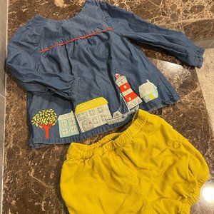 Baby Boden Seaside Embroidered Applique and Corduroy Shorts Set 18M